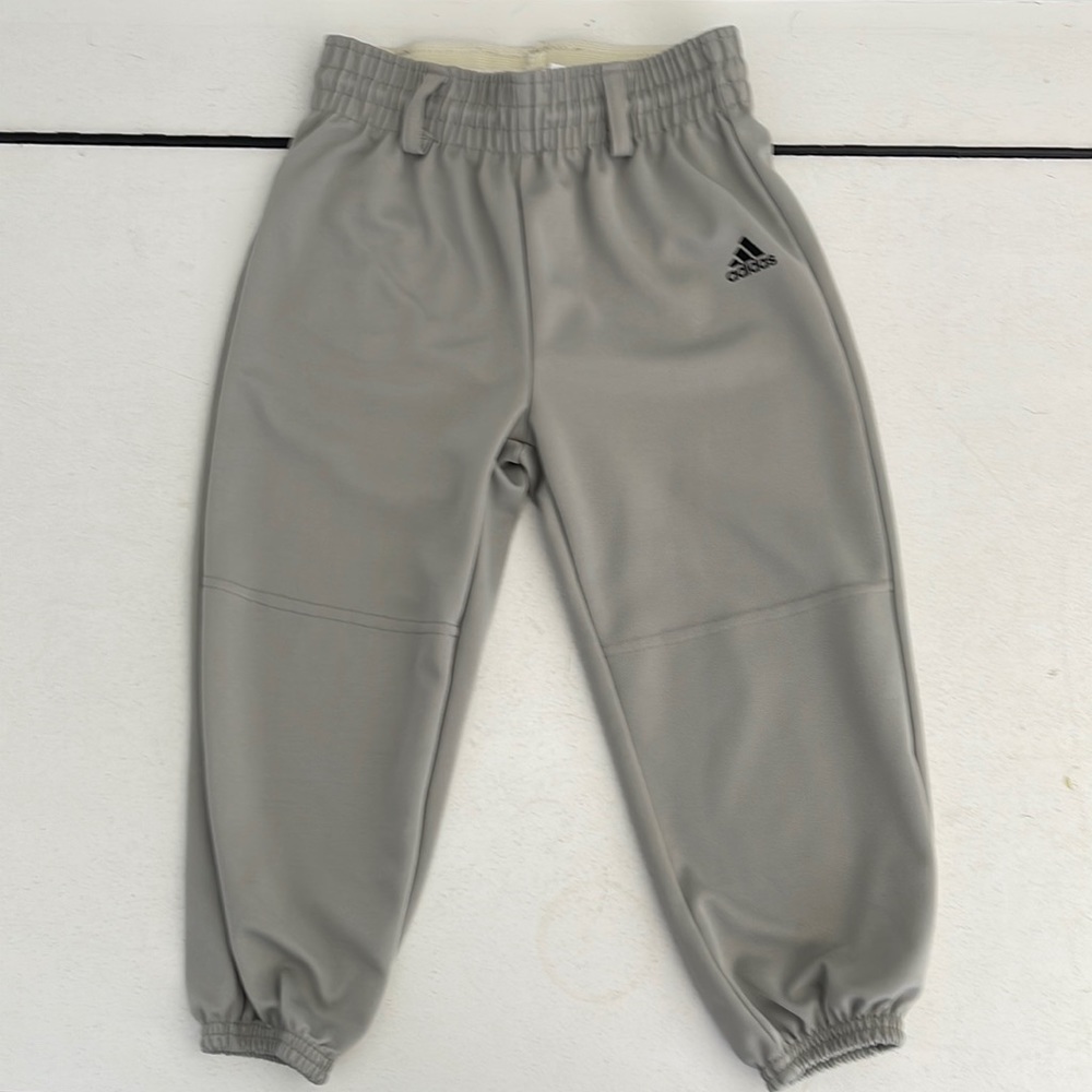 Kids 3/4 length baseball pants Adidas drawstring gray